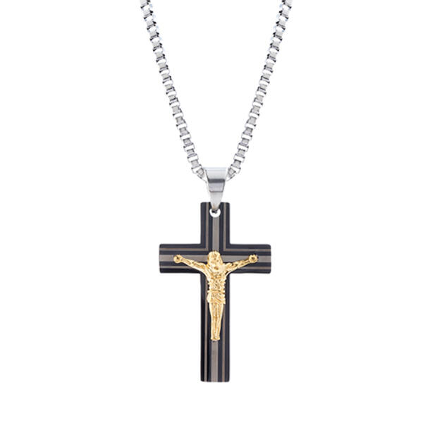 Mens Creed Crucifix Cross Box Necklace - image 