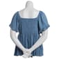Juniors Plus Angie Solid Twist Front Eyelet Babydoll Blouse - image 3