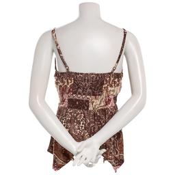 Juniors Derek Heart Mix Print Crochet Hanky Hem Camisole - Brown