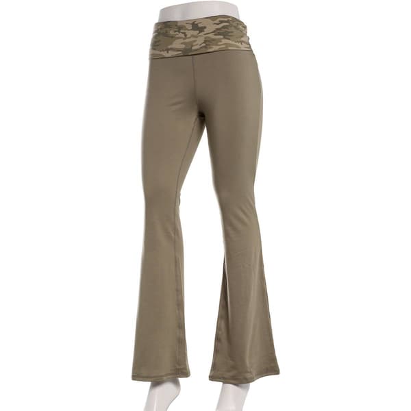 Juniors No Comment Fleece Fold Over Waist Flare Pants - Vetiver