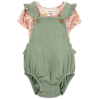 Baby girl carter's floral on sale tee & chambray shortalls set