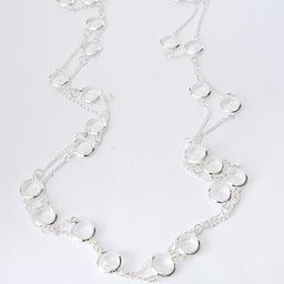 Silver-Tone & Clear Discs Link Necklace