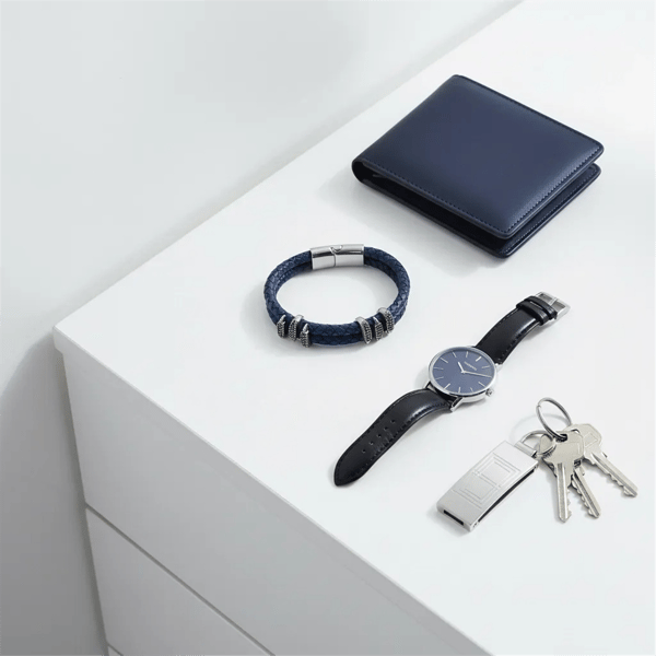 Mens Iron Saints Blue Layer Braided Bracelet