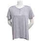 Womens Rene Rofe(R) Short Sleeve Split V-Neck Henley Tee - image 1