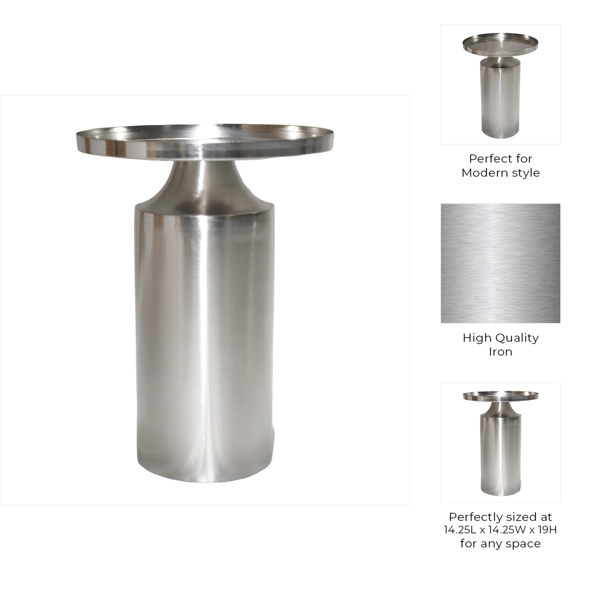 Sagebrook Home Brushed Iron Metallic Surface Accent Table