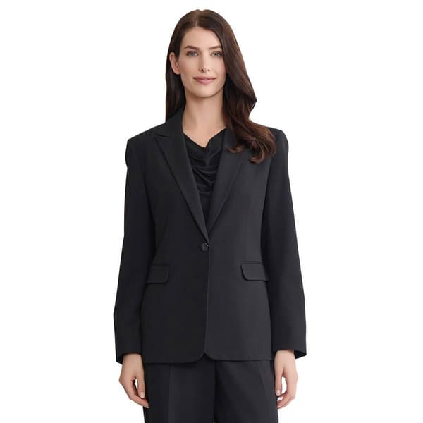 Womens Jones New York Solid Notch Lapel One Button Blazer - image 