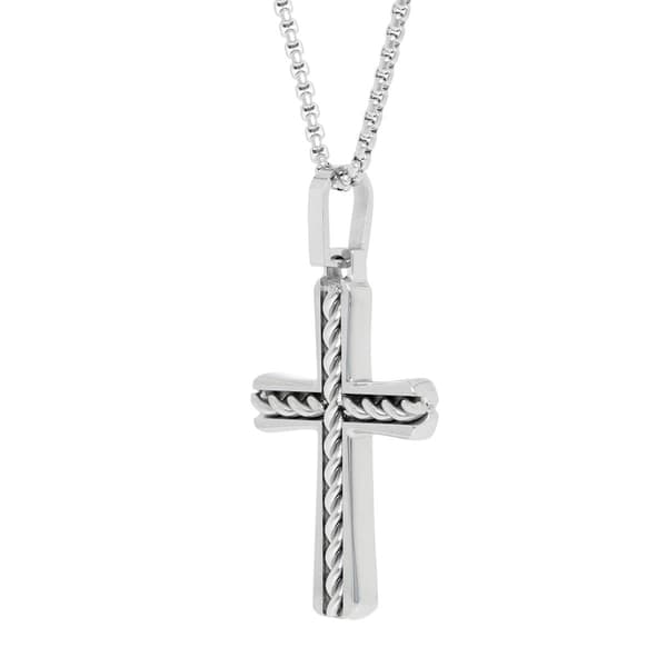 Mens Lynx Stainless Chain Cross Pendant