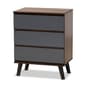 Baxton Studio Roldan Two-Tone Walnut Wood 3-Drawer Bedroom Chest - image 1