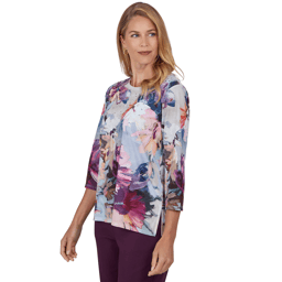 Womens Alfred Dunner Vail Rhinestone Romantic Floral Blouse