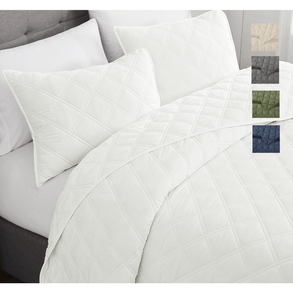 Brooklyn Loom Diamond Washed Cotton 3pc. Quilt Set