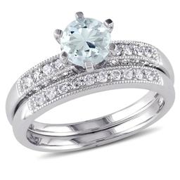 Gemstone Classics(tm) 10kt. White Gold Aquamarine Bridal Set