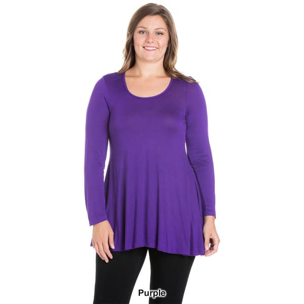 Plus Size 24/7 Comfort Apparel Poised Long Sleeve Swing Tunic