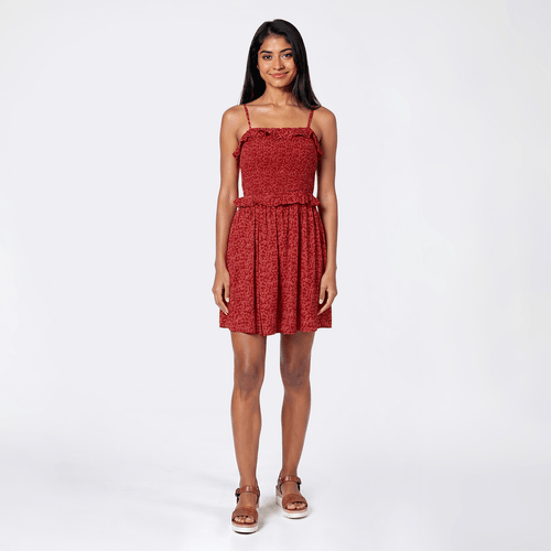 Juniors Wallflower Ruffle Lily Smock Gauze Skater Dress - image 