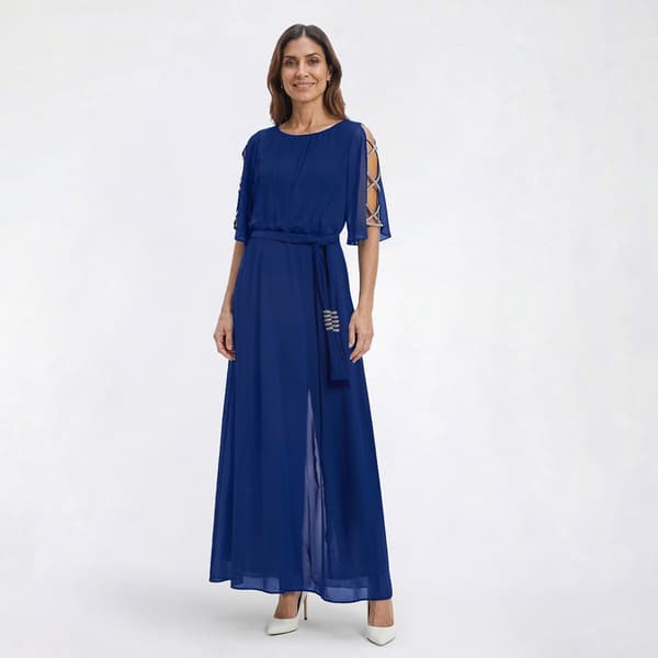 Petite MSK Chiffon Criss Cross Rhinestone Blouson Jumpsuit - image 