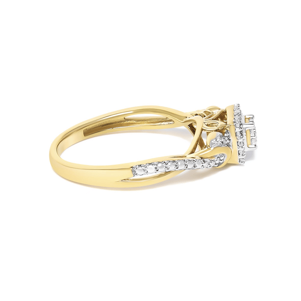 Haus of Brilliance 14kt Gold Plated Diamond Halo Engagement Ring