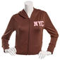Juniors No Comment Fleece Back NYC Screen Zip Up Hoodie-Chocolate - image 1