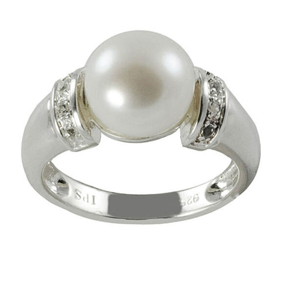 Gemstone Classics&#40;tm&#41; Sterling Silver & Cultured Pearl Ring - image 