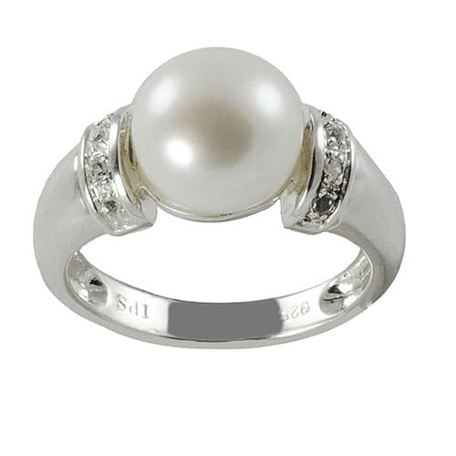 Gemstone Classics&#40;tm&#41; Sterling Silver & Cultured Pearl Ring - image 