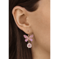 1928 Pink Butterfly Round Faux Pearl Drop Earrings - image 2