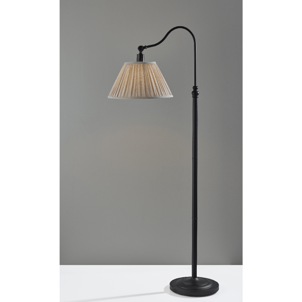 Adesso Shiloh Floor Lamp with Soft Pleated Oatmeal Linen Shade