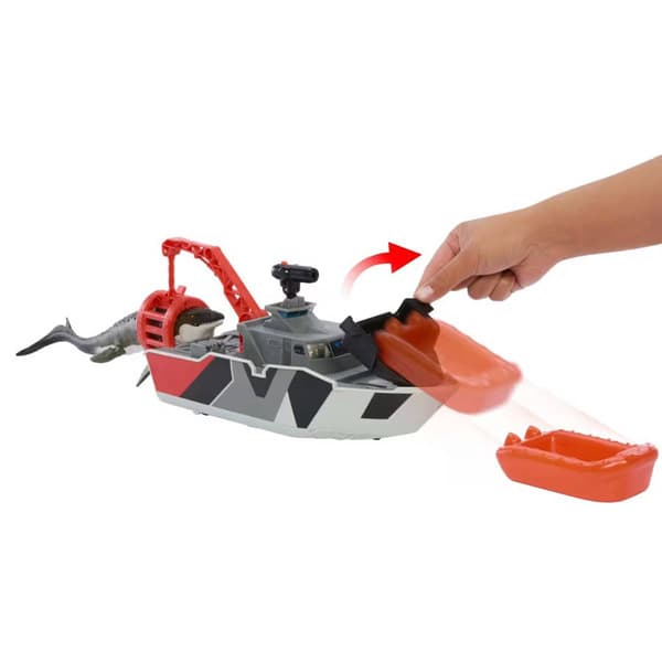 Matchbox Jurassic World Mosasaurus Rescue Action Boat Playset
