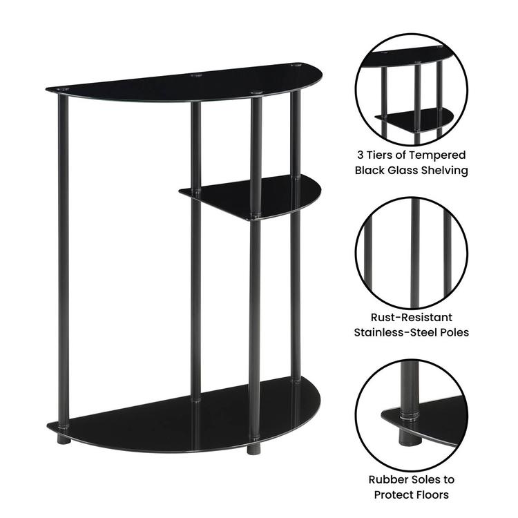 Convenience Concepts Designs2Go Glass 3-Tier Entryway Hall Table
