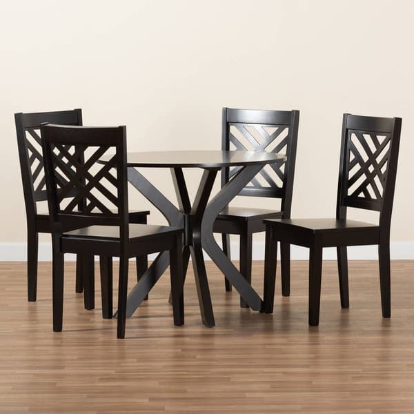 Baxton Studio Ela Dark Brown Finished Wood 5pc. Dining Set