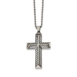 Mens Gentlemen's Classics(tm) Grey Carbon Fiber Inlay Cross Necklace