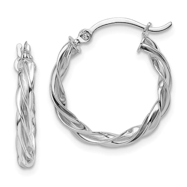 Gold Classics&#40;tm&#41; 14kt. White Gold Twisted Hoop Earrings - image 