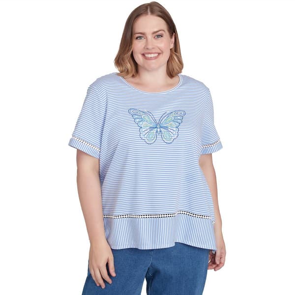 Plus Size Alfred Dunner Classics Butterfly Stripe Knit Tee