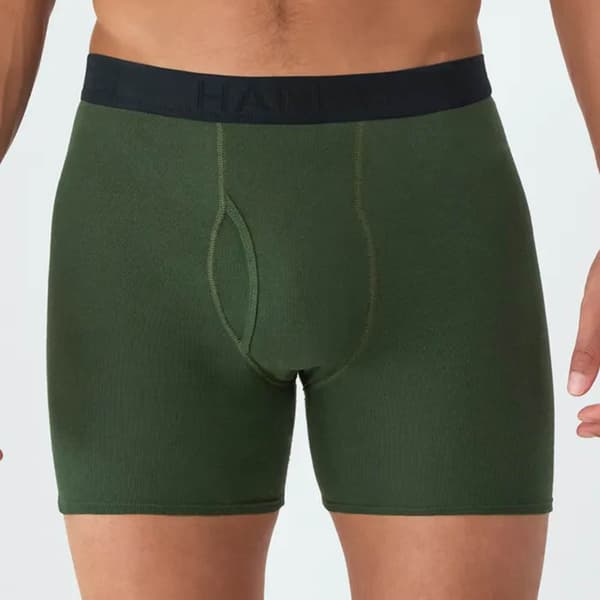 Mens Hanes Ultimate&#174; 5pk. Cotton Boxer Briefs - Dark Green/Navy
