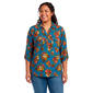 Plus Size Emily Daniels 3/4 Sleeve Floral Split Neck Blouse - image 1