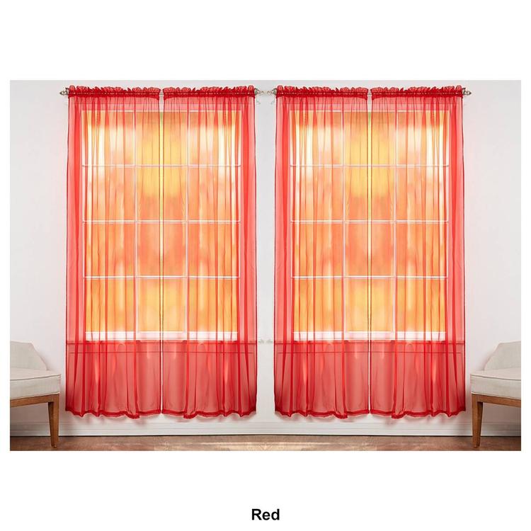 J&V Textiles Sheer Rod Pocket Curtain Panels