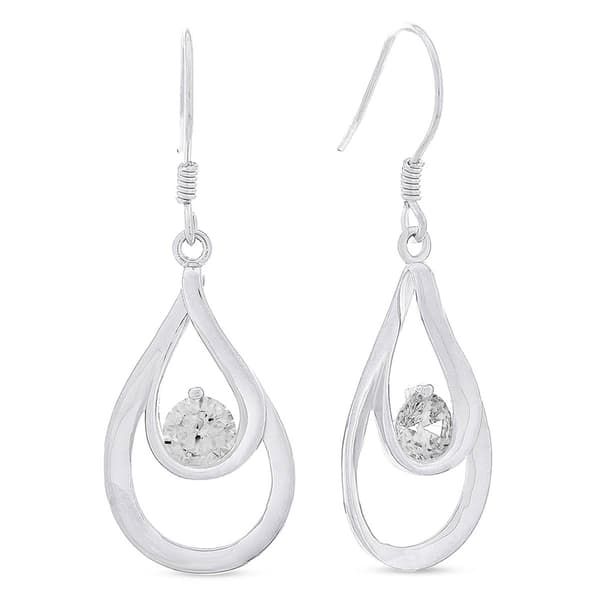 Forever New Sterling Silver CZ Double Pear Shape Earrings - image 