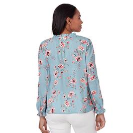 Petite Emaline St. Kitts Floral 3/4 Sleeve V-Neck Button Down