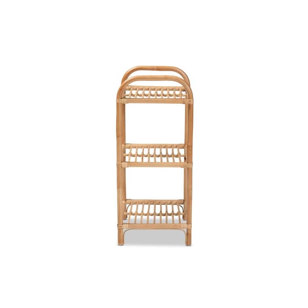 Baxton Studio Barras Modern Bohemian Rattan 3-Tier Display Shelf