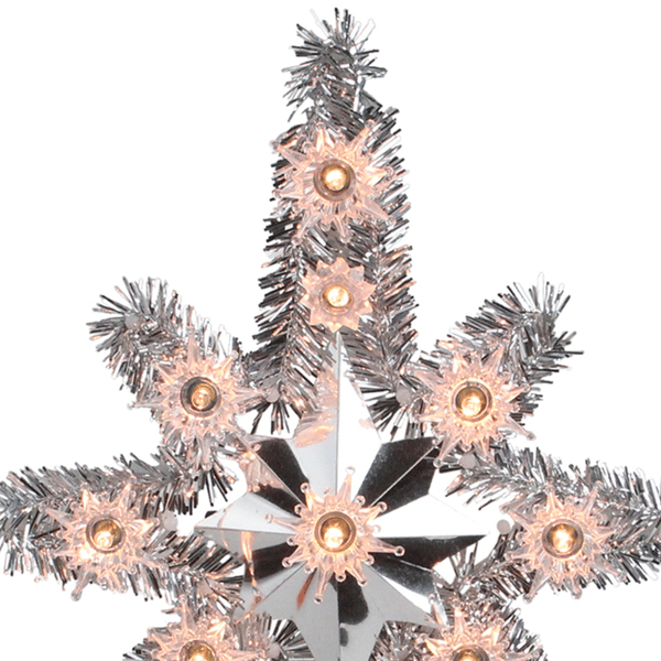 Northlight Silver Lighted Tinsel Star of Bethlehem Tree Topper