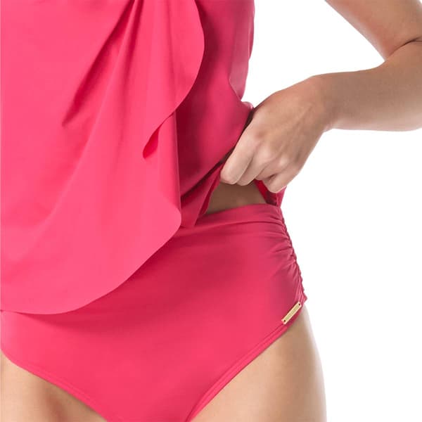 Womens Vince Camuto Solid Draped Bandeau Tankini Swim Top