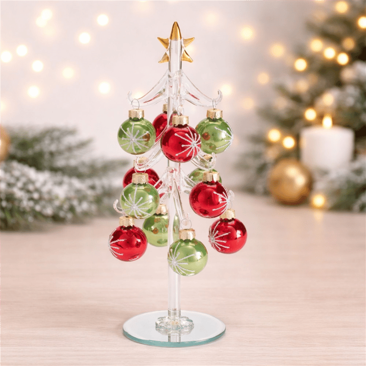 Melrose 10in. Glass Tree with Mini Ornaments