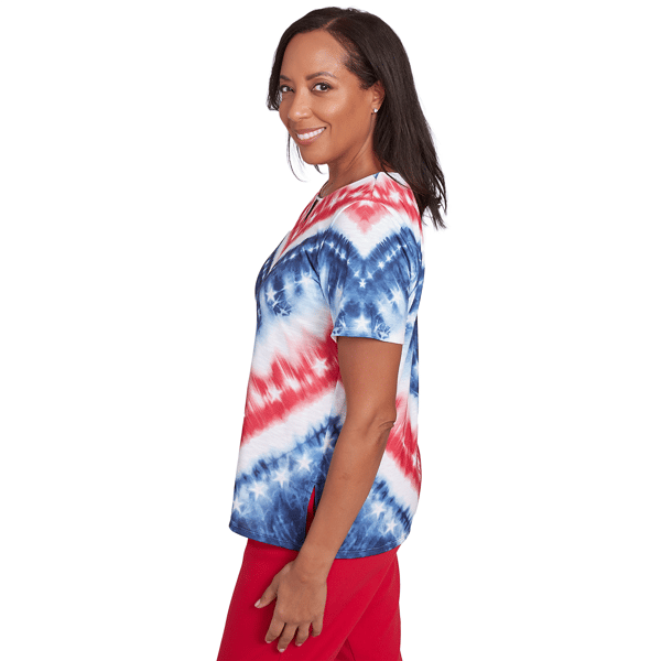 Womens Alfred Dunner Land of the Free Tie Dye American Tee