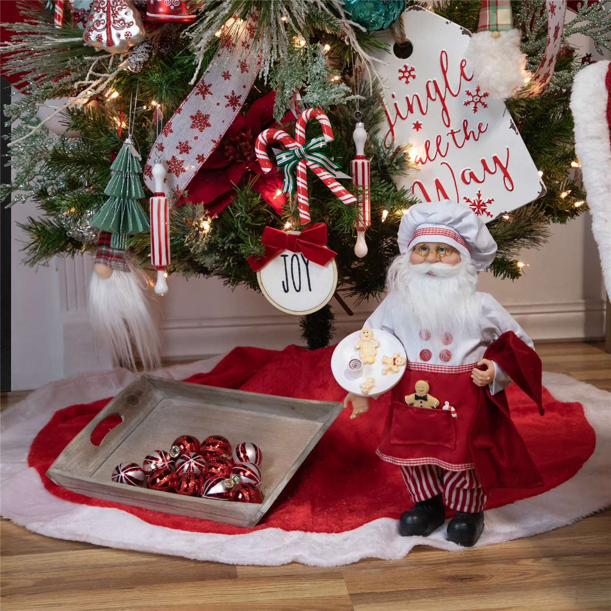 Northlight 48in. Velveteen Christmas Tree Skirt with White Trim