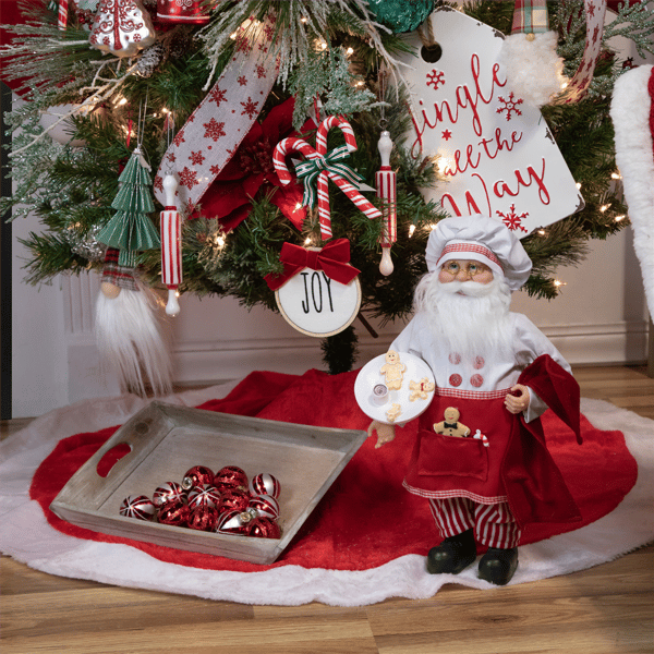 Northlight 48in. Velveteen Christmas Tree Skirt with White Trim