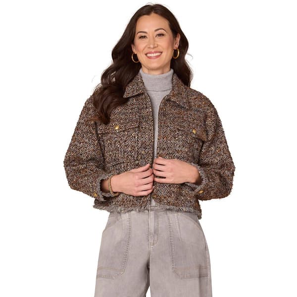 Womens Democracy Patch Pocket Fray Hem Cropped Jacket