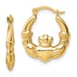 Gold Classics&#40;tm&#41; 18mm. 14kt. Polished Claddagh Hoop Earrings - image 1