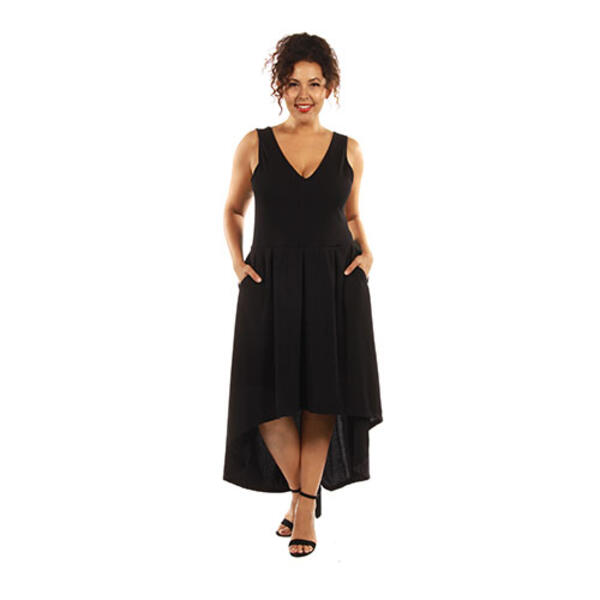 Plus Size 24/7 Comfort Apparel Sleeveless Hi Low Dress - image 