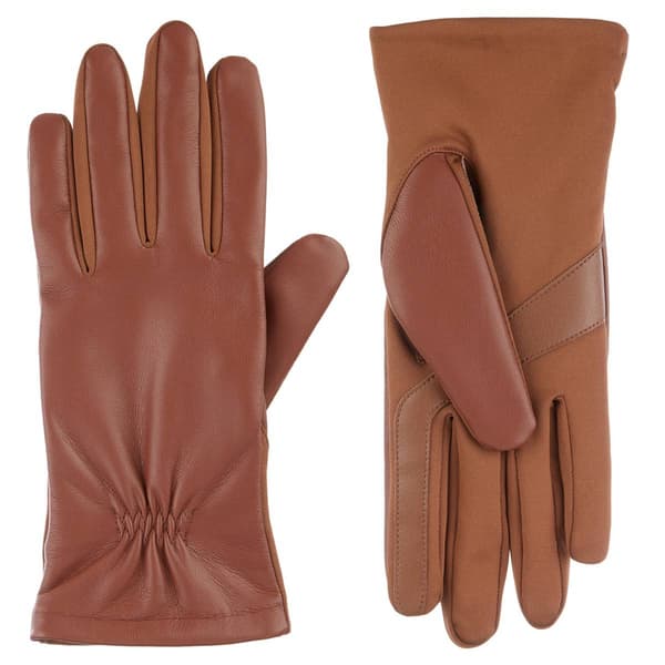 Womens Isotoner Leather & Fleece Gloves - image 