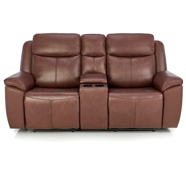 Kendall Dual Reclining Power Leather Loveseat with Console - image 