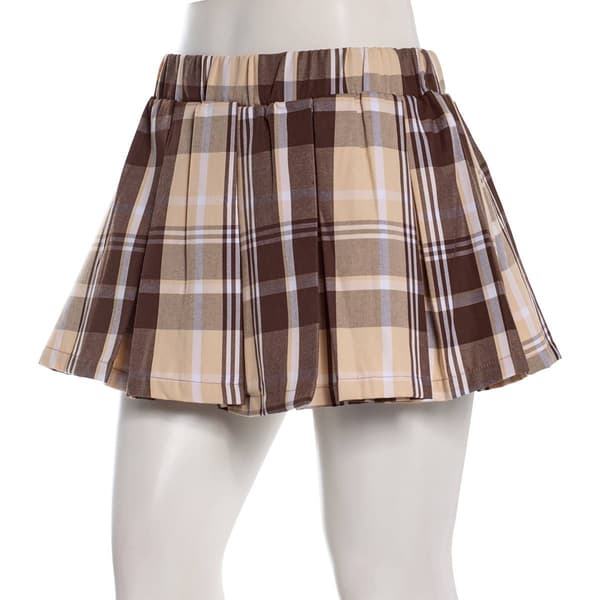 Juniors Jolie & Joy Plaid Pleated Twill Skort - Brown - image 