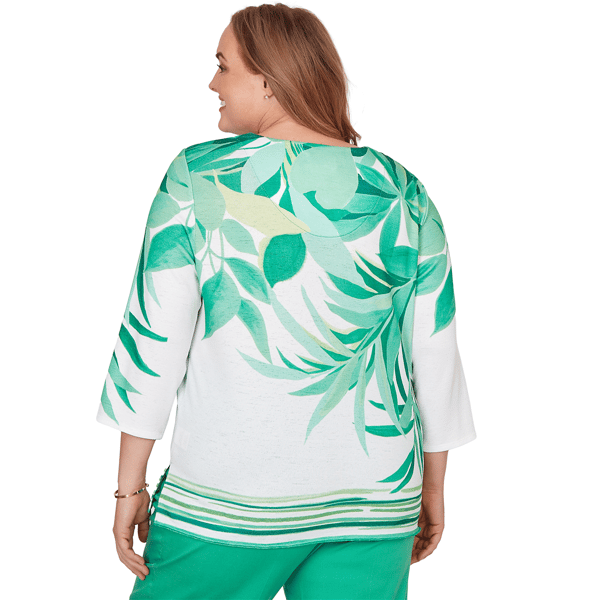 Plus Size Alfred Dunner Resort Living V Neck Artisan Leaf Blouse