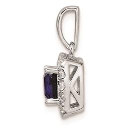 Pure Fire 14kt. White Gold Lab Created Blue Sapphire Halo Pendant